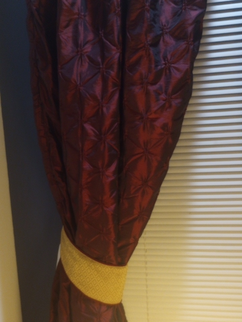Rich Burgundy and Gold Drapery (This Listing Is For 1 Large Window Only) - Picture 3 of 16